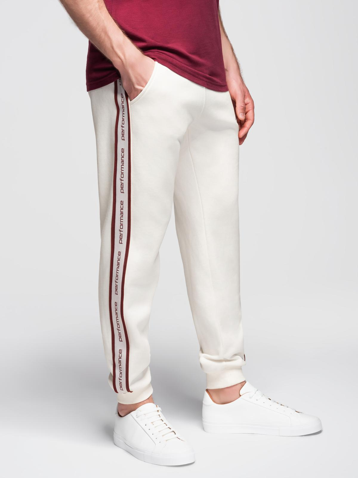 Ombre Men&#039;s sport jogger pants with stripes - cream