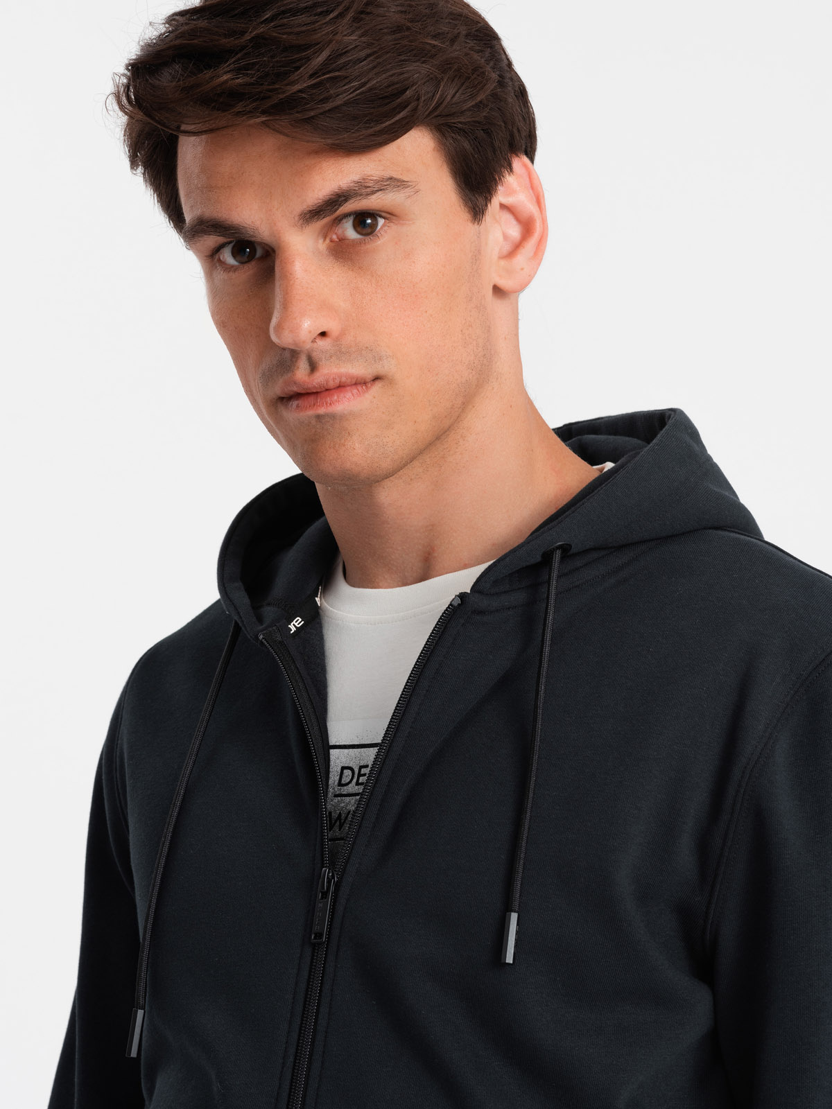 Ombre Men&#039;s unbuttoned cotton BASIC sweatshirt - black