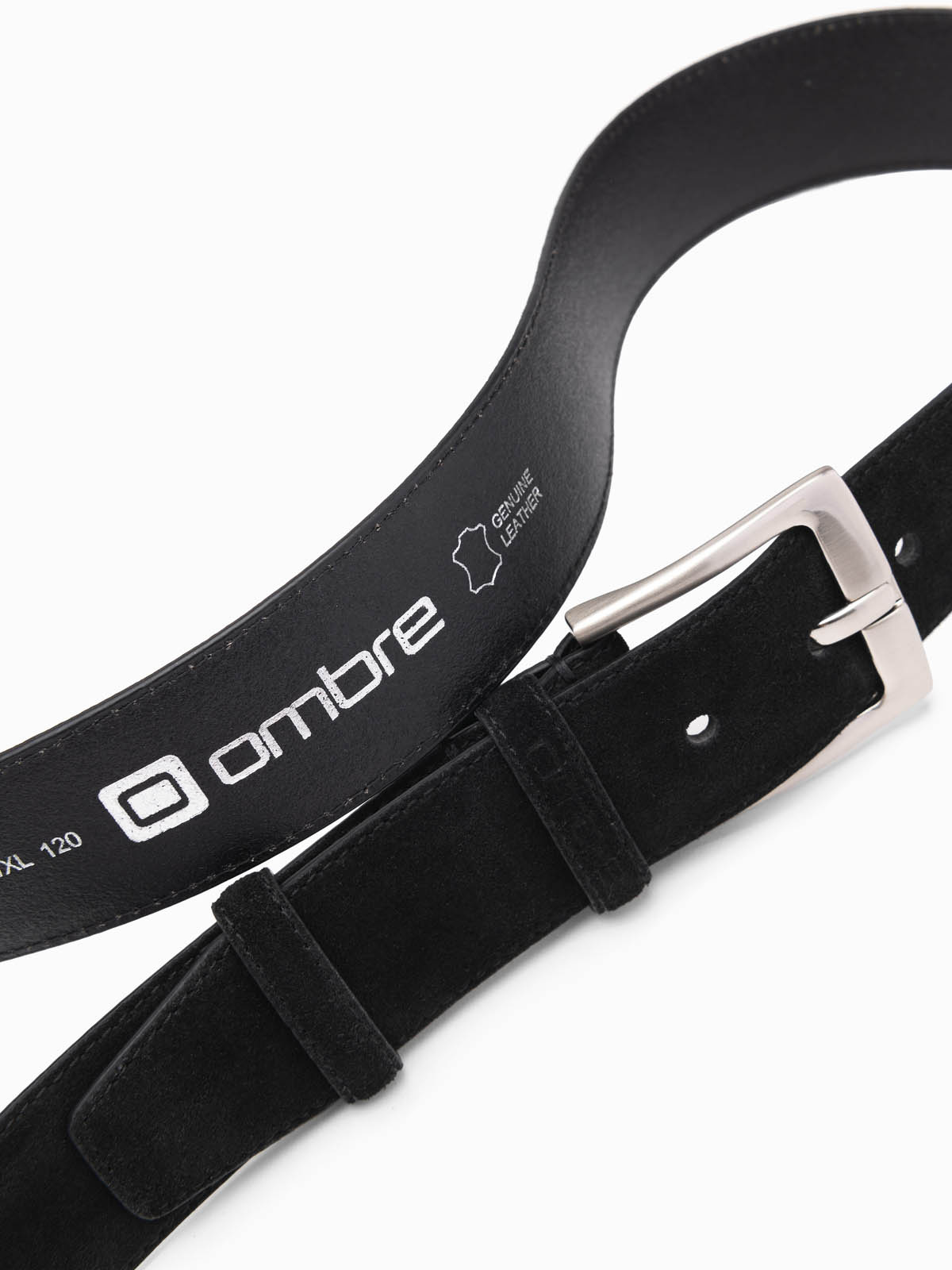 Ombre One-color men&#039;s natural suede belt - black
