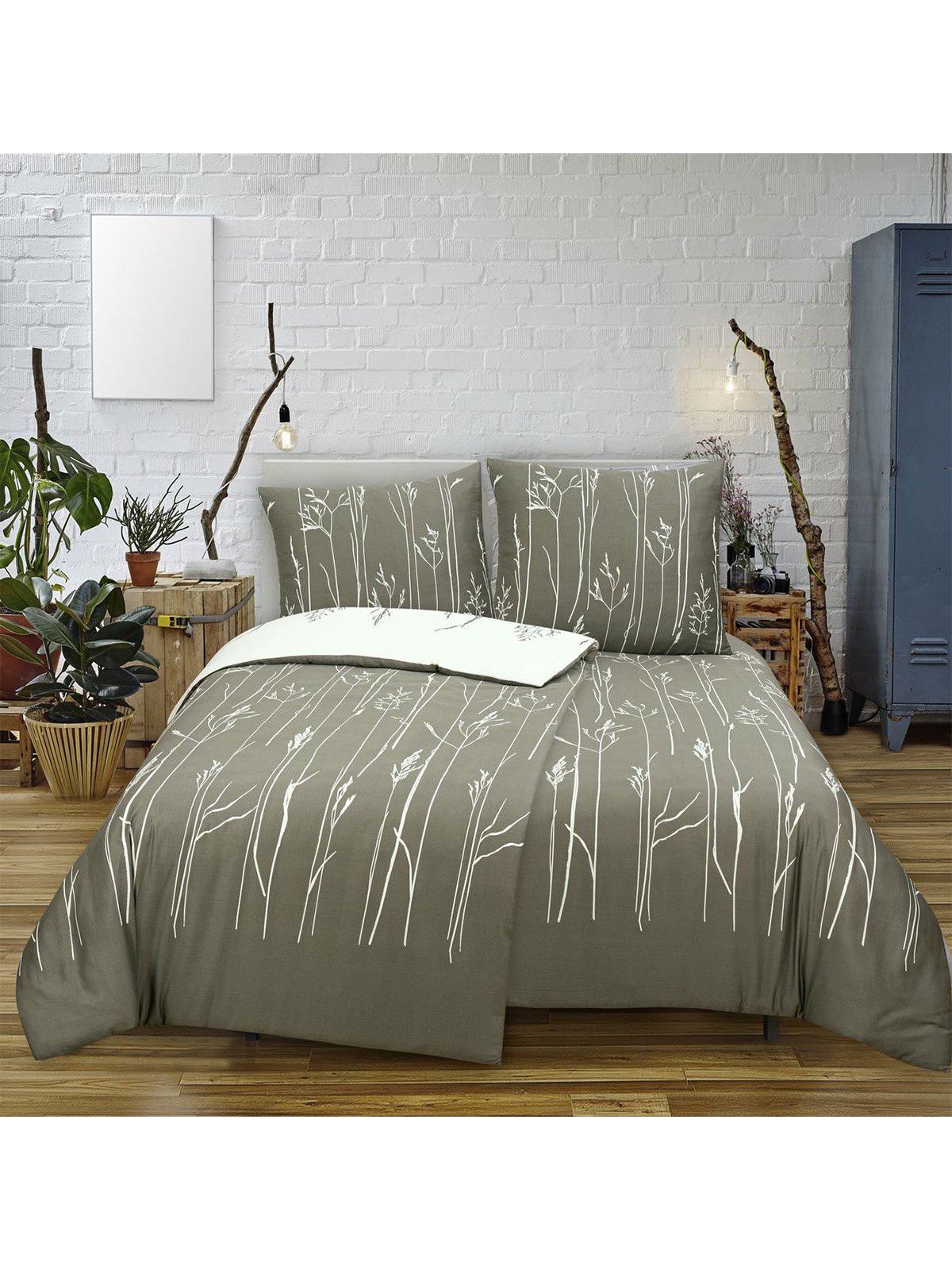 Edoti Cotton bed linen Dark Grass