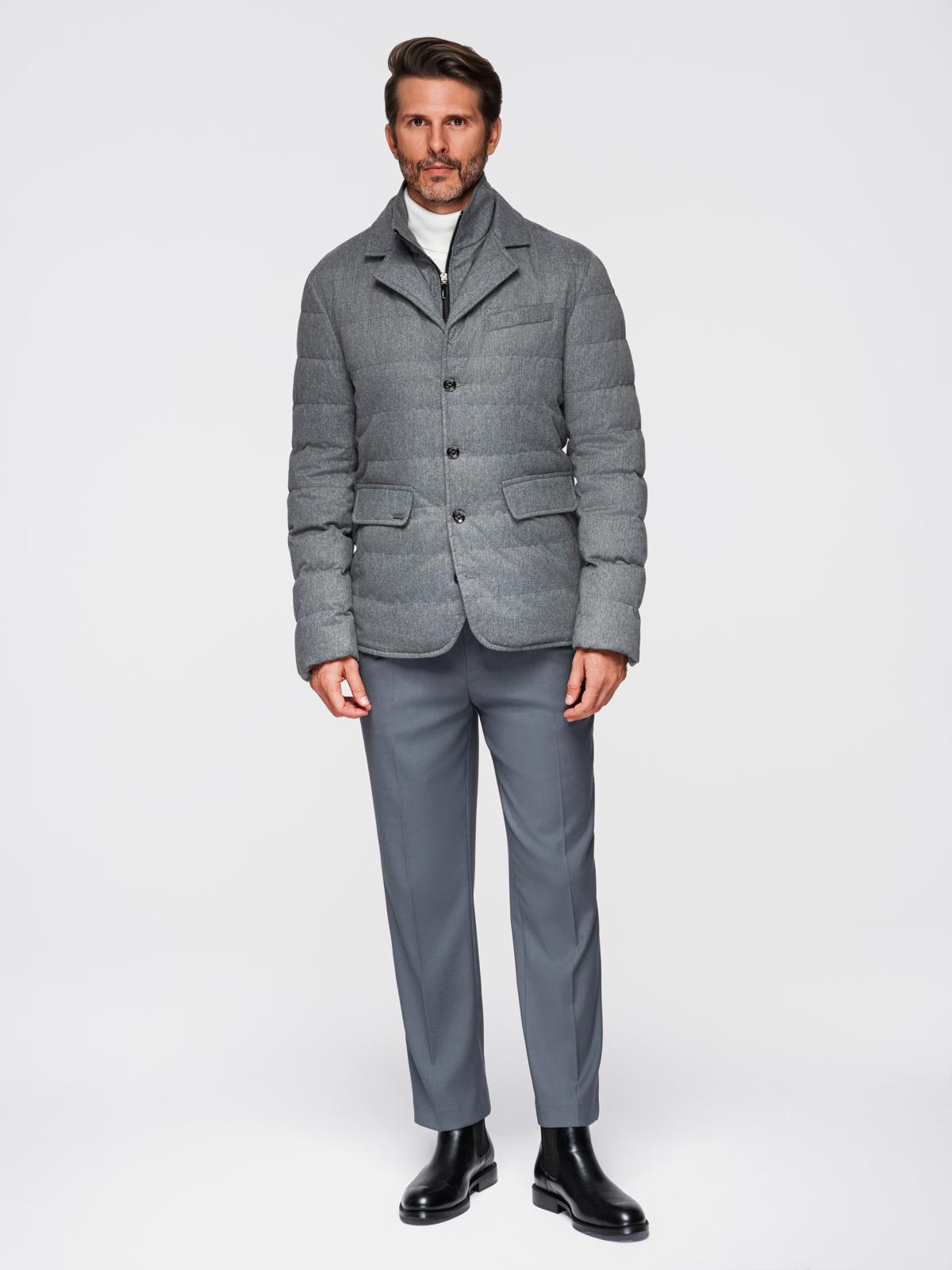 Ombre Men&#039;s jacket with a jacket cut with a fleece lining - gray