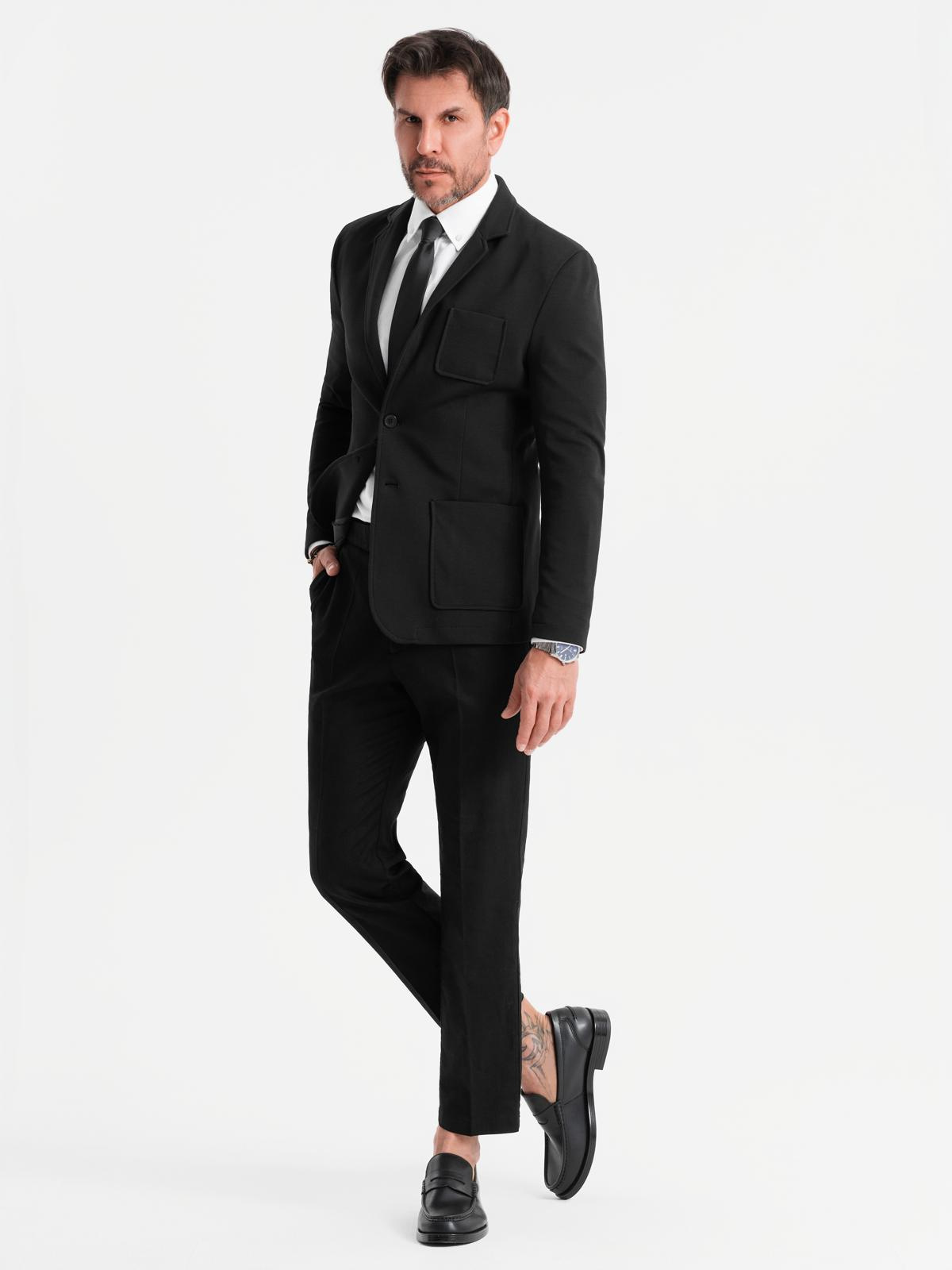 Ombre Men's SLIM knit jacket with subtle texture - black