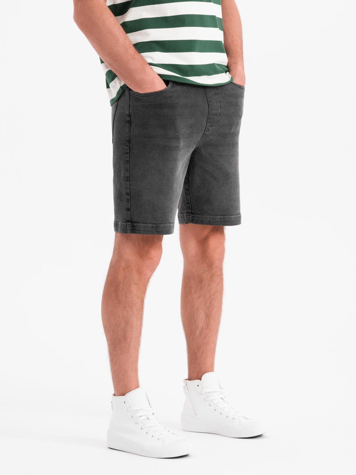 Ombre Men&#039;s shorts with elastic waistband and wash effect - grey