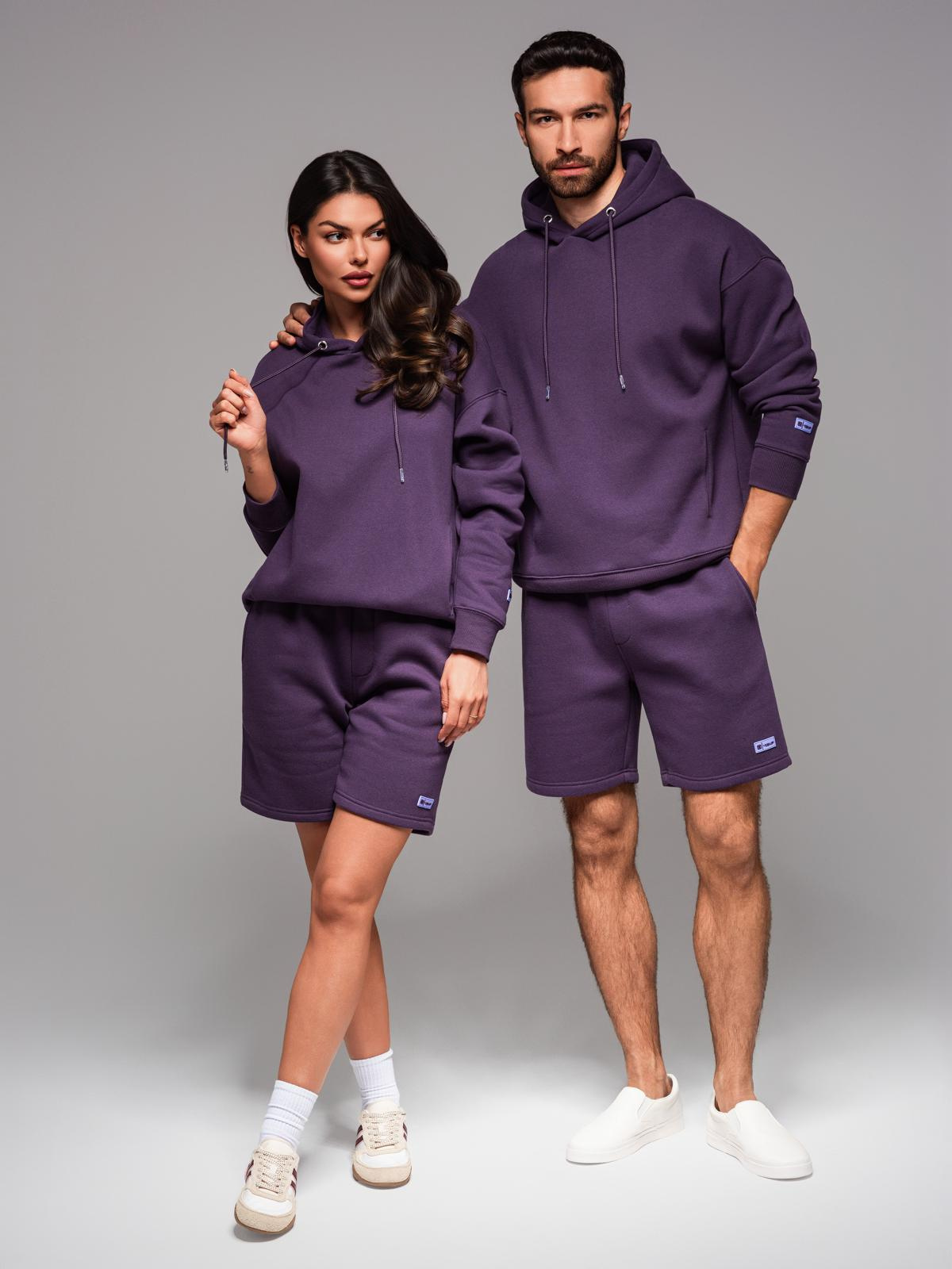 Ombre Unisex sweat shorts with drawstring waistband - purple