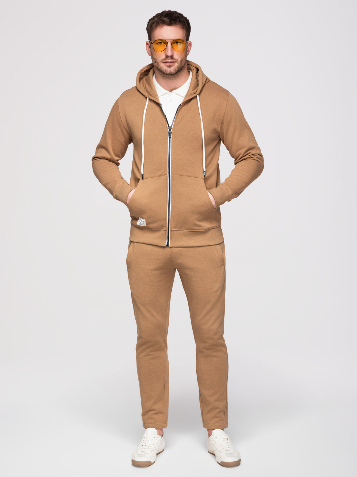 Ombre Men’s tracksuit set: zip-up hooded top + straight-leg trousers