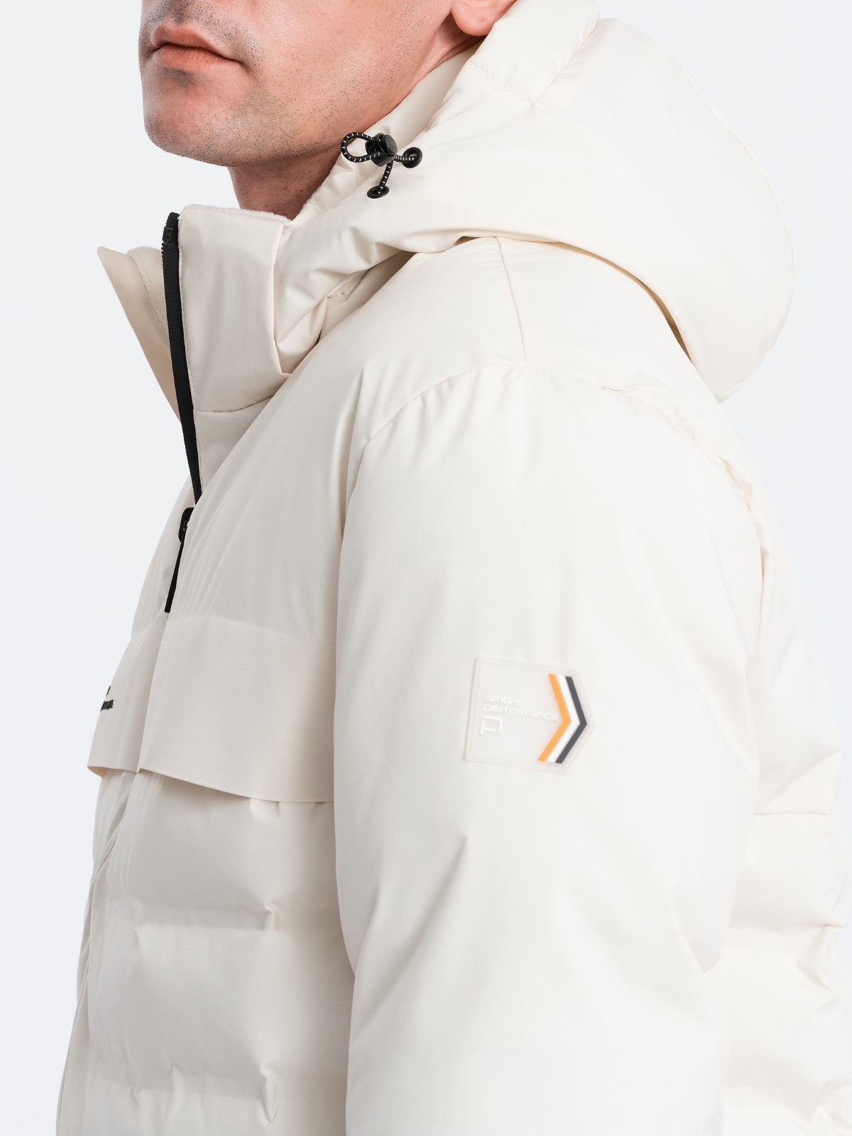 Ombre Men's winter jacket with detachable hood - cream