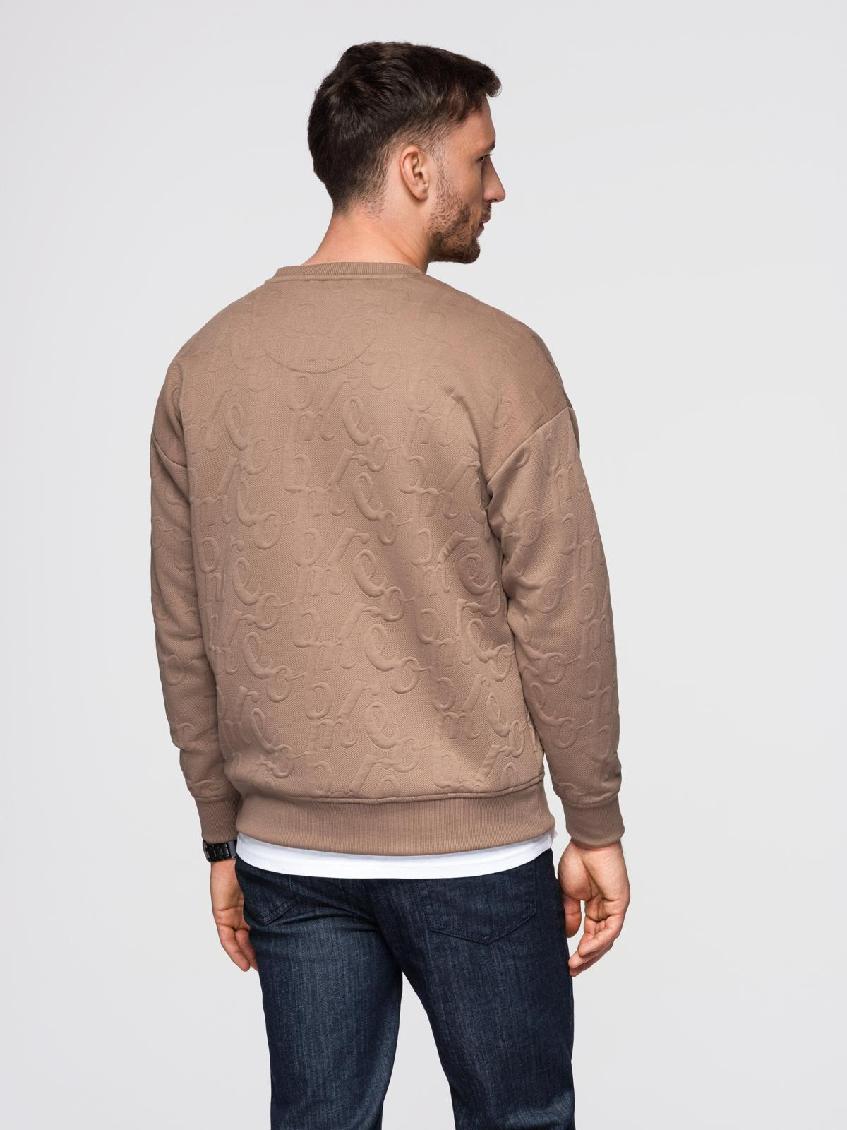 Ombre Men's RELAXED FIT sweatshirt with embossed letters - brown