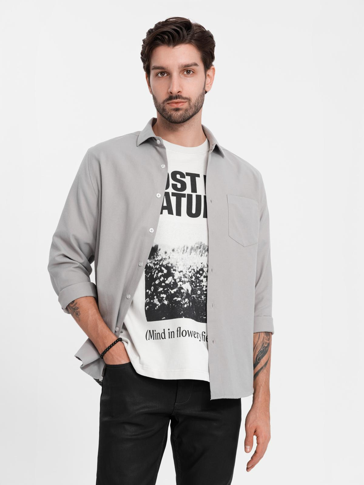 Ombre Men&#039;s REGULAR FIT shirt with pocket - gray