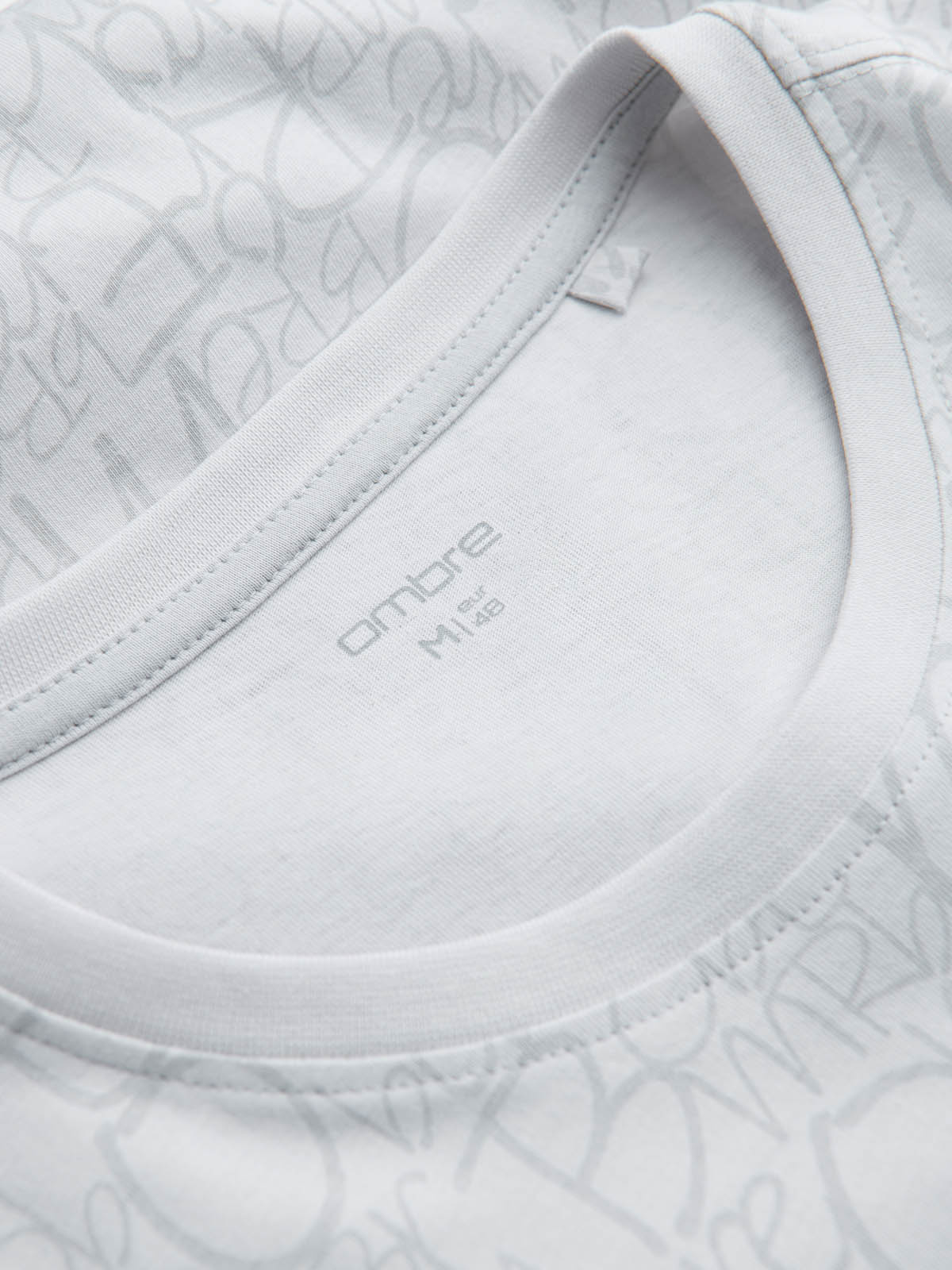 Ombre Men's cotton t-shirt with letter print and pocket - white-gray