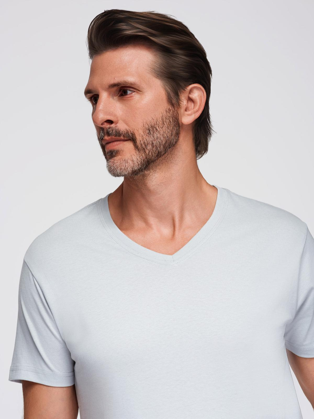 Ombre BASIC men's classic cotton tee-shirt with a crew neckline - light grey