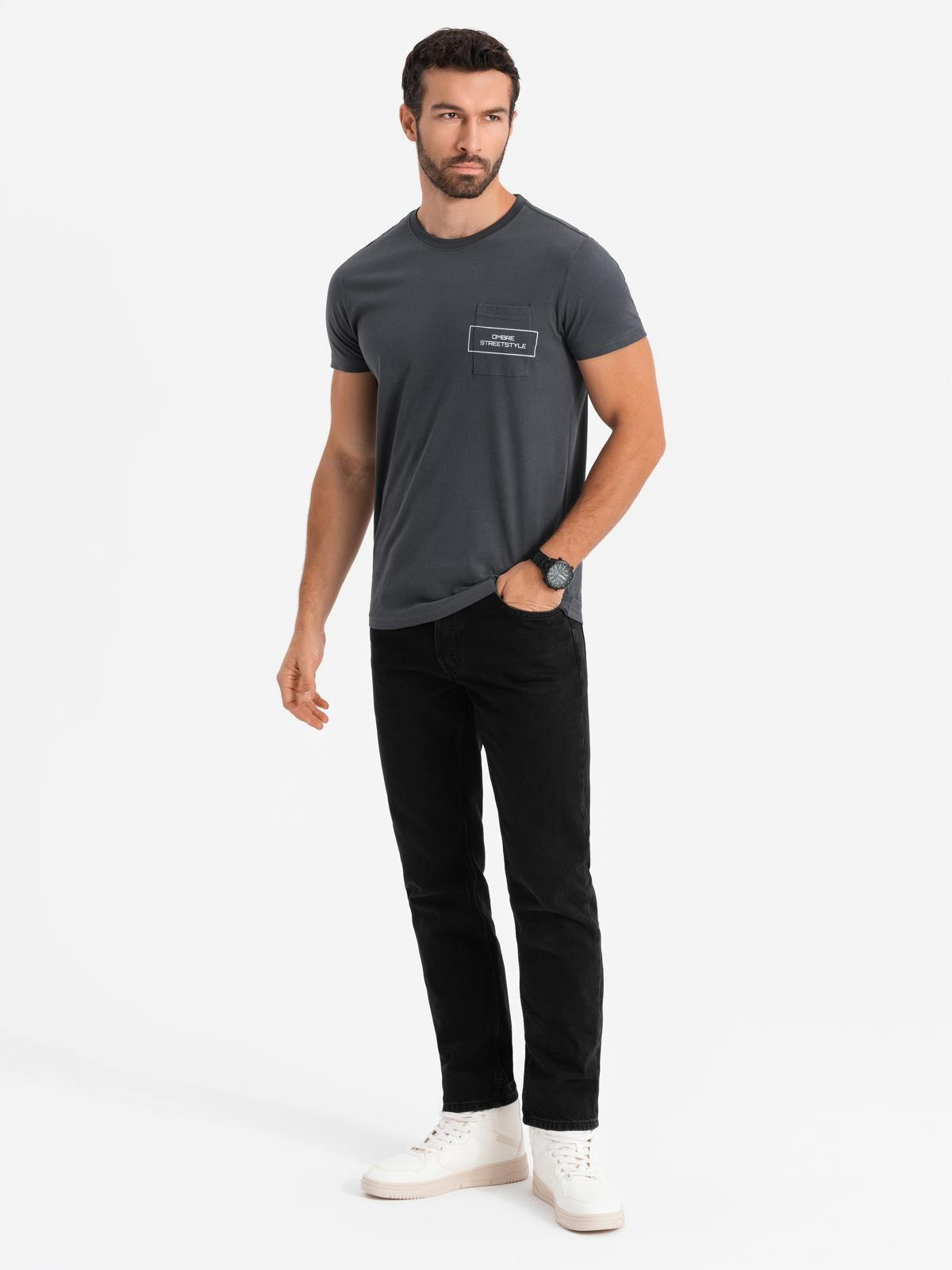 Ombre Streetstyle men's cotton pocket print t-shirt - black