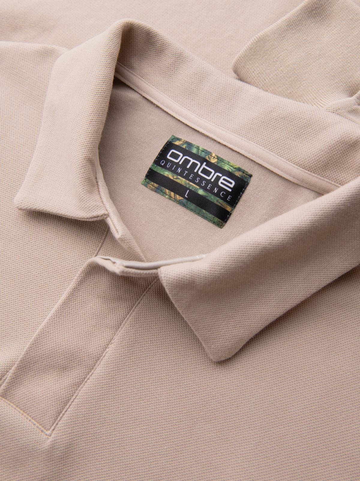 Ombre Men&#039;s structured knit polo collar sweatshirt - beige