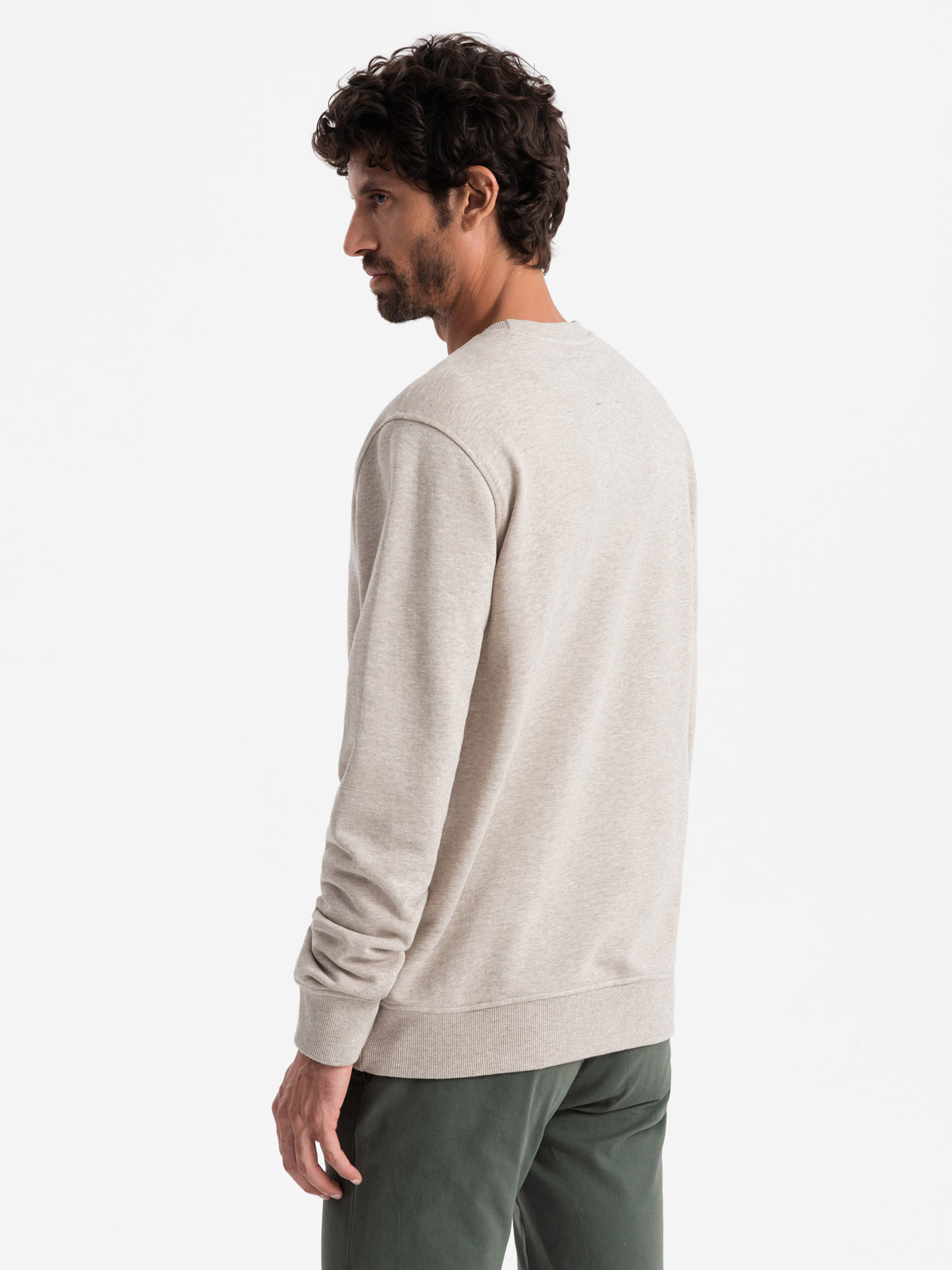 Ombre Men's mélange sweatshirt with embroidered logo - beige