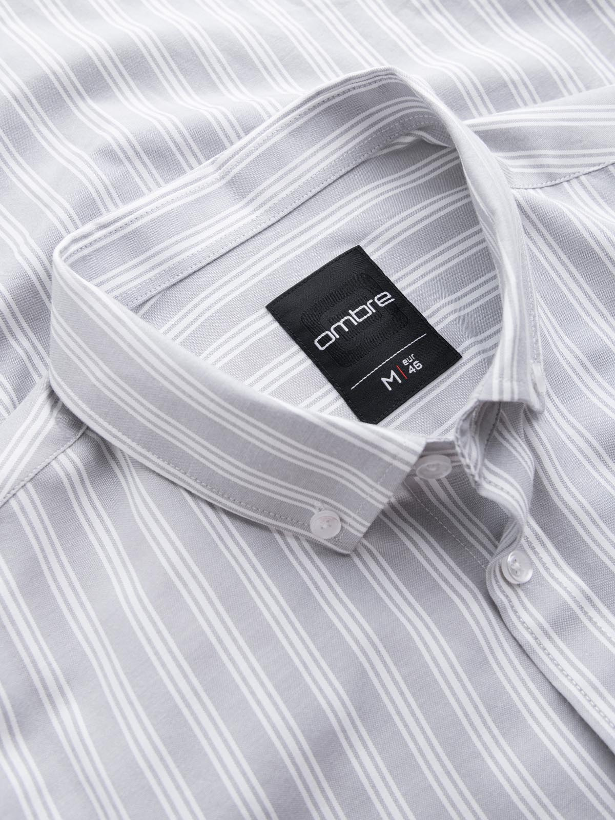 Ombre Men's REGULAR FIT shirt in white stripes with pocket - grey