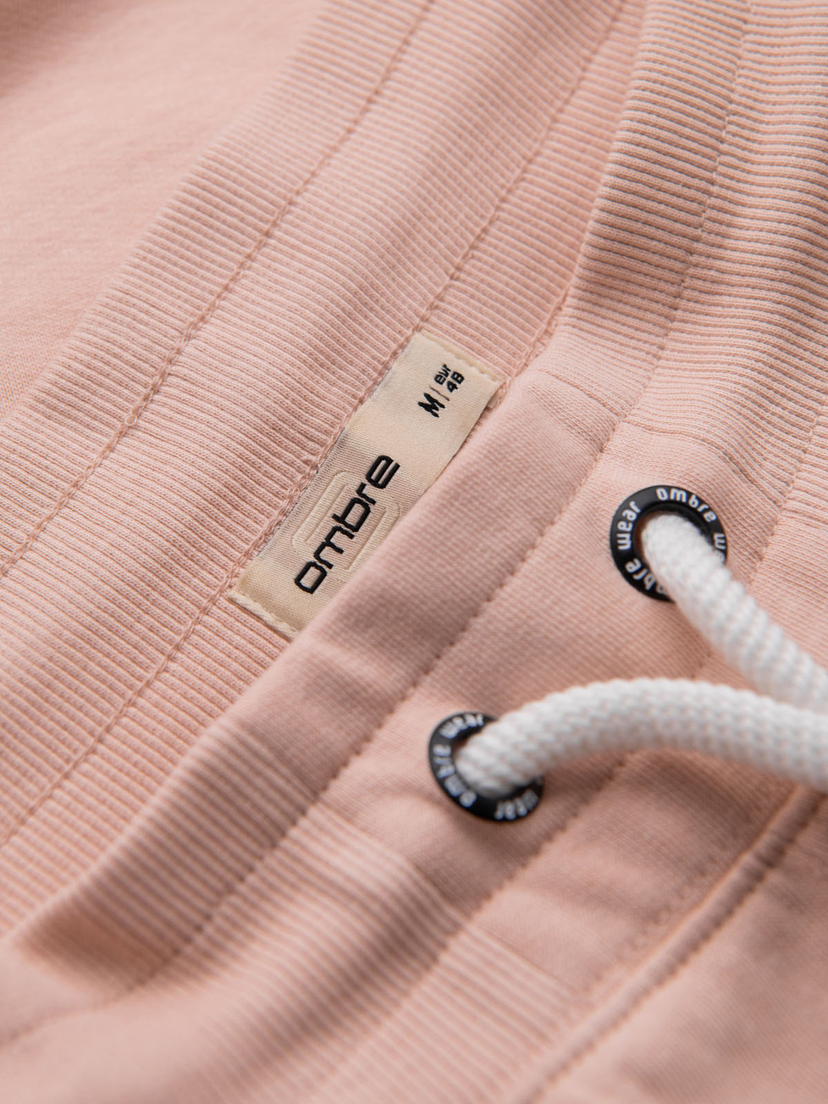Ombre Men's knit shorts with drawstring and pockets - powder pink
