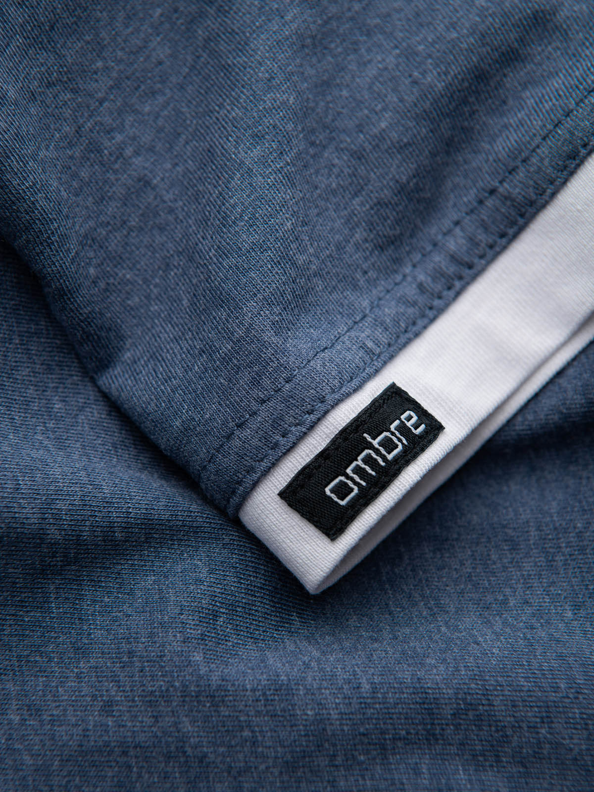 Ombre Casual men's cotton t-shirt with hood - dark blue melange