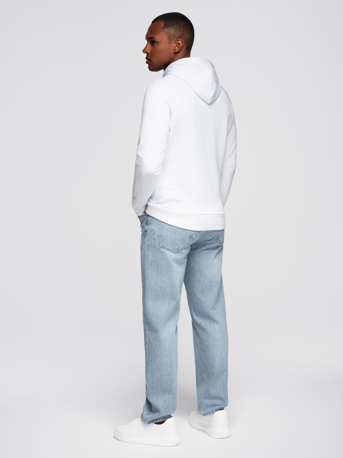 Ombre Men&#039;s non-stretch kangaroo sweatshirt with hood and print - white