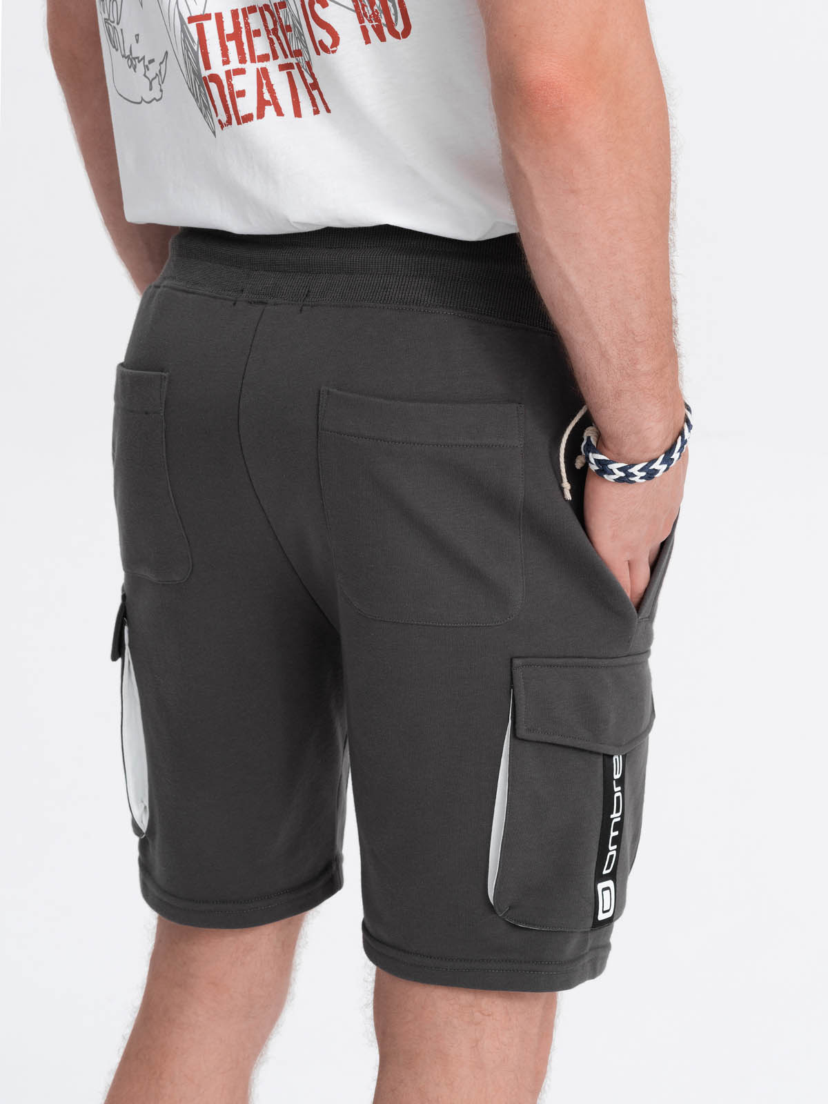 Ombre Men&#039;s shorts with cargo pockets - dark grey
