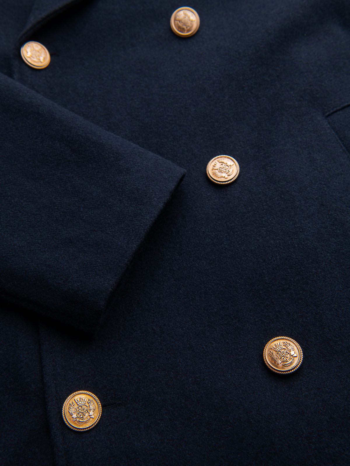 Ombre Men's double-breasted coat with wool and decorative appliqués -
