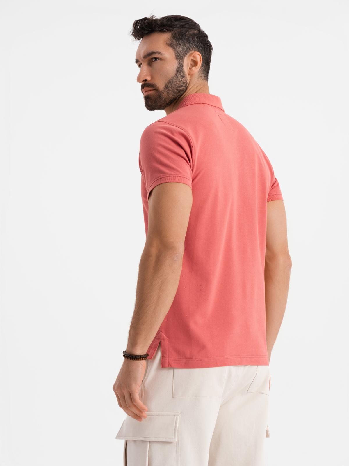 Ombre Cotton pique knit polo shirt - coral