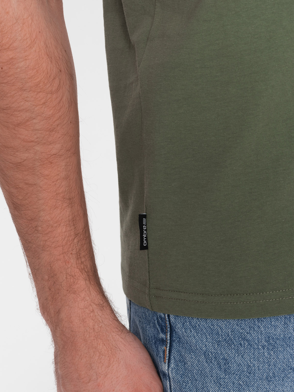 Ombre BASIC men's classic cotton T-shirt - khaki