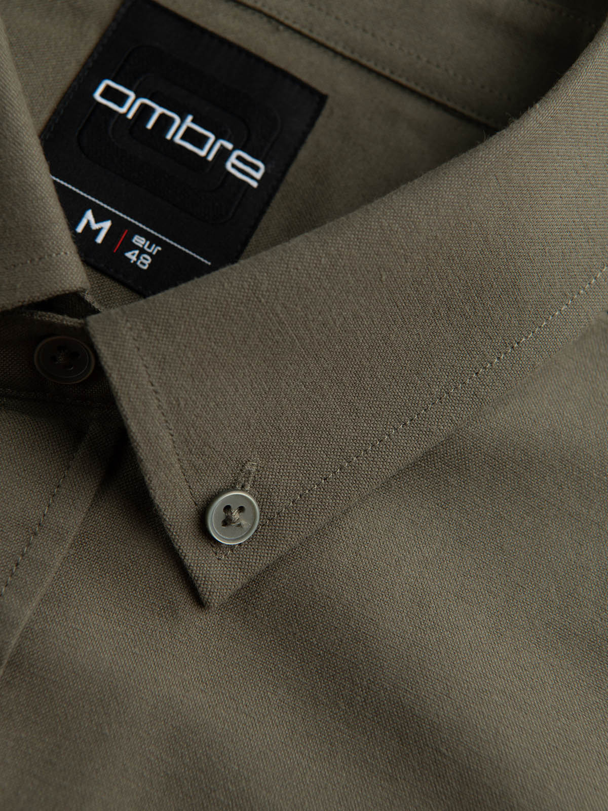 Ombre Men's cotton REGULAR FIT shirt with pocket - khaki