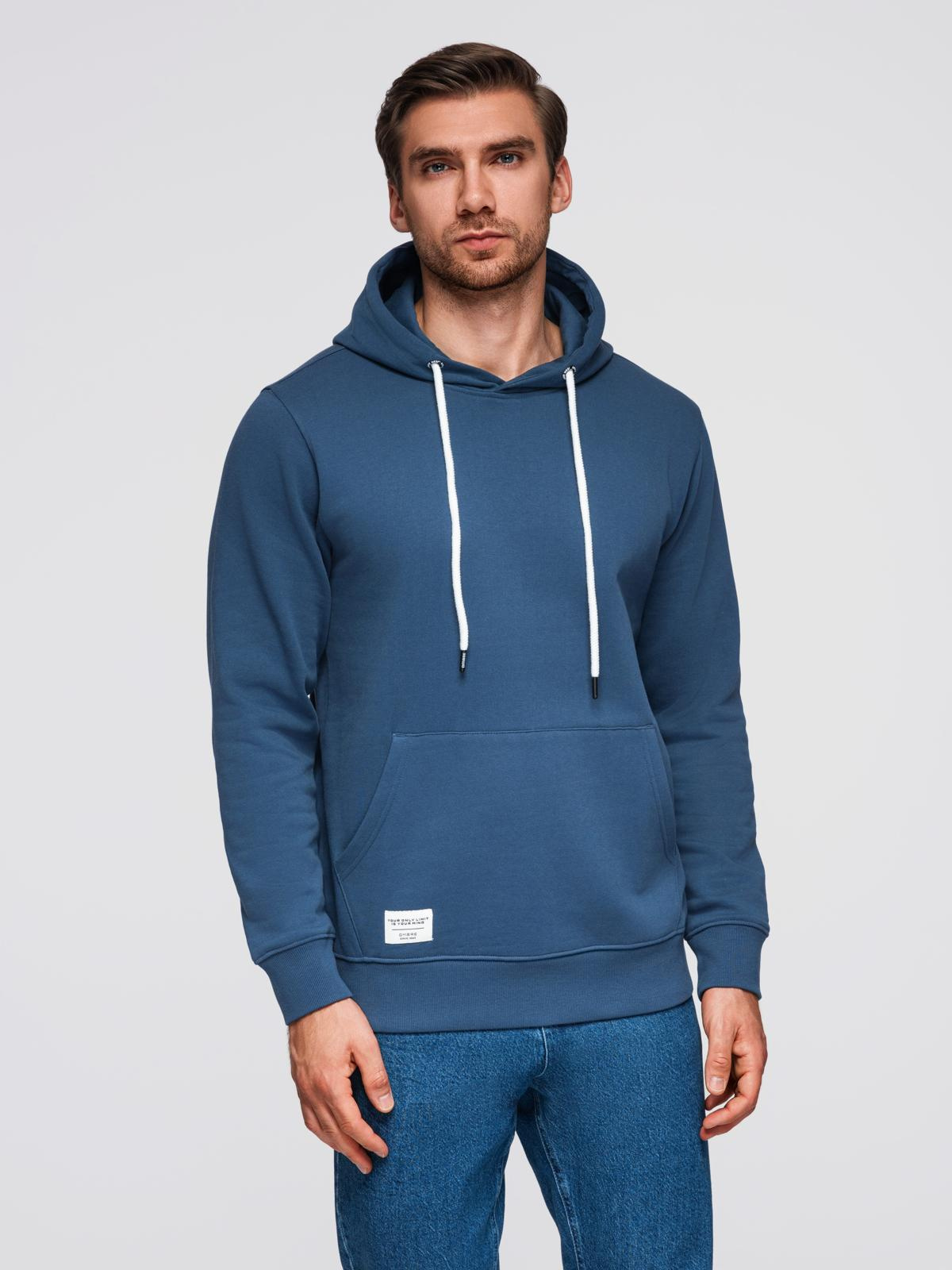 Ombre Men&#039;s kangaroo sweatshirt with hood - navy blue