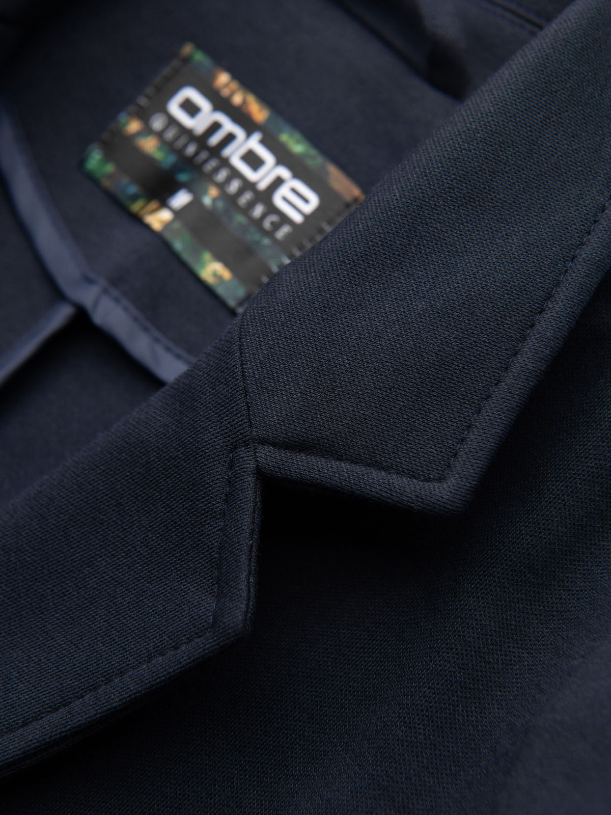 Ombre Men's SLIM knit jacket with subtle texture - navy blue