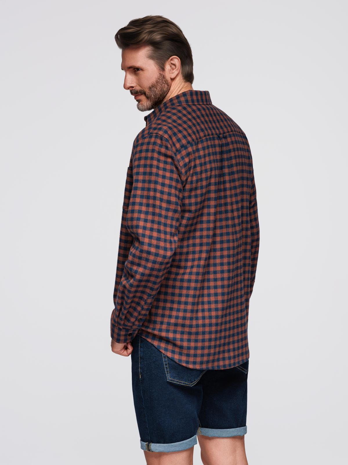 Ombre Men's checkered flannel shirt - navy blue and black