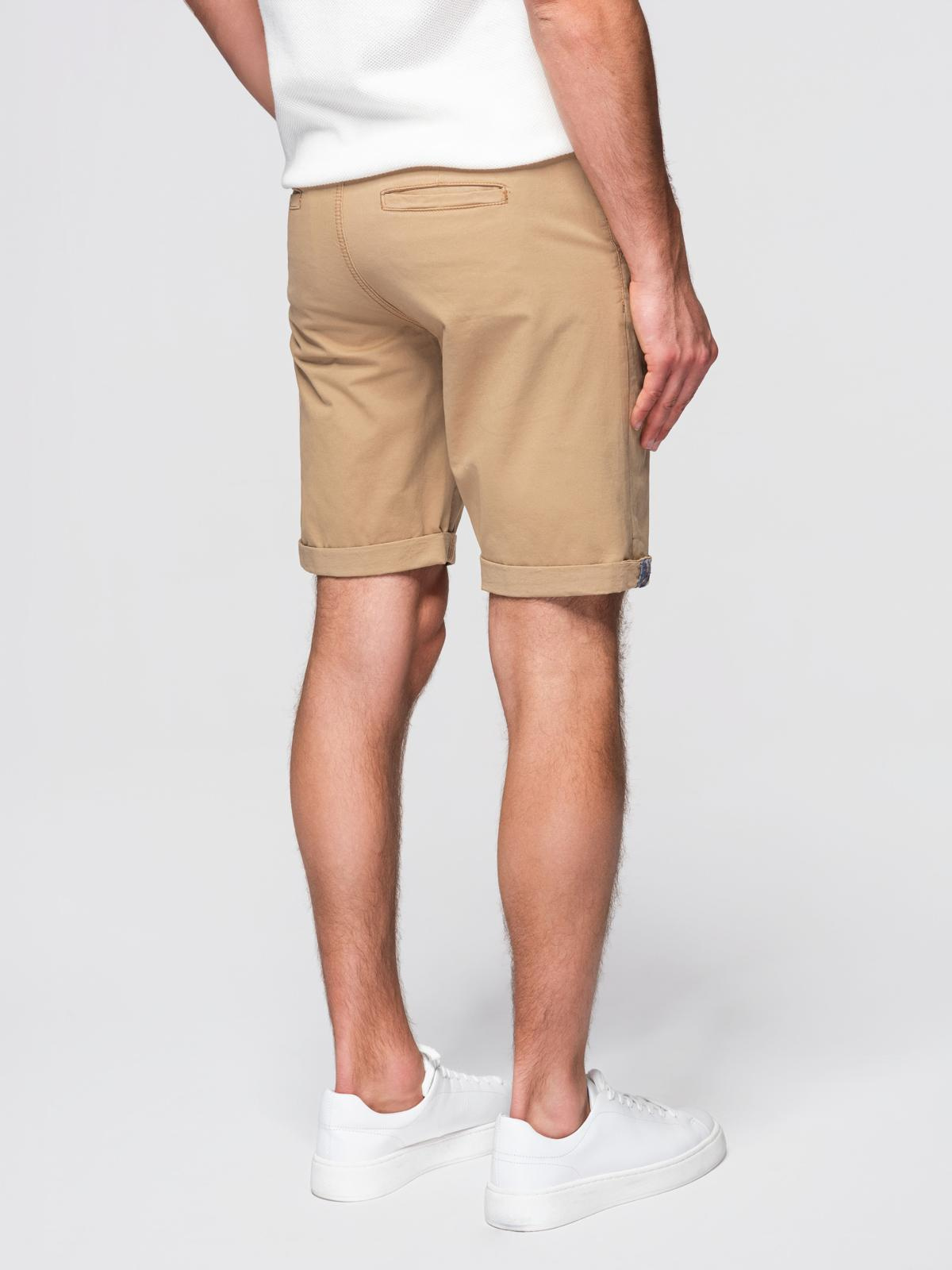 Ombre Classic men's chino shorts with rolled up leg - beige