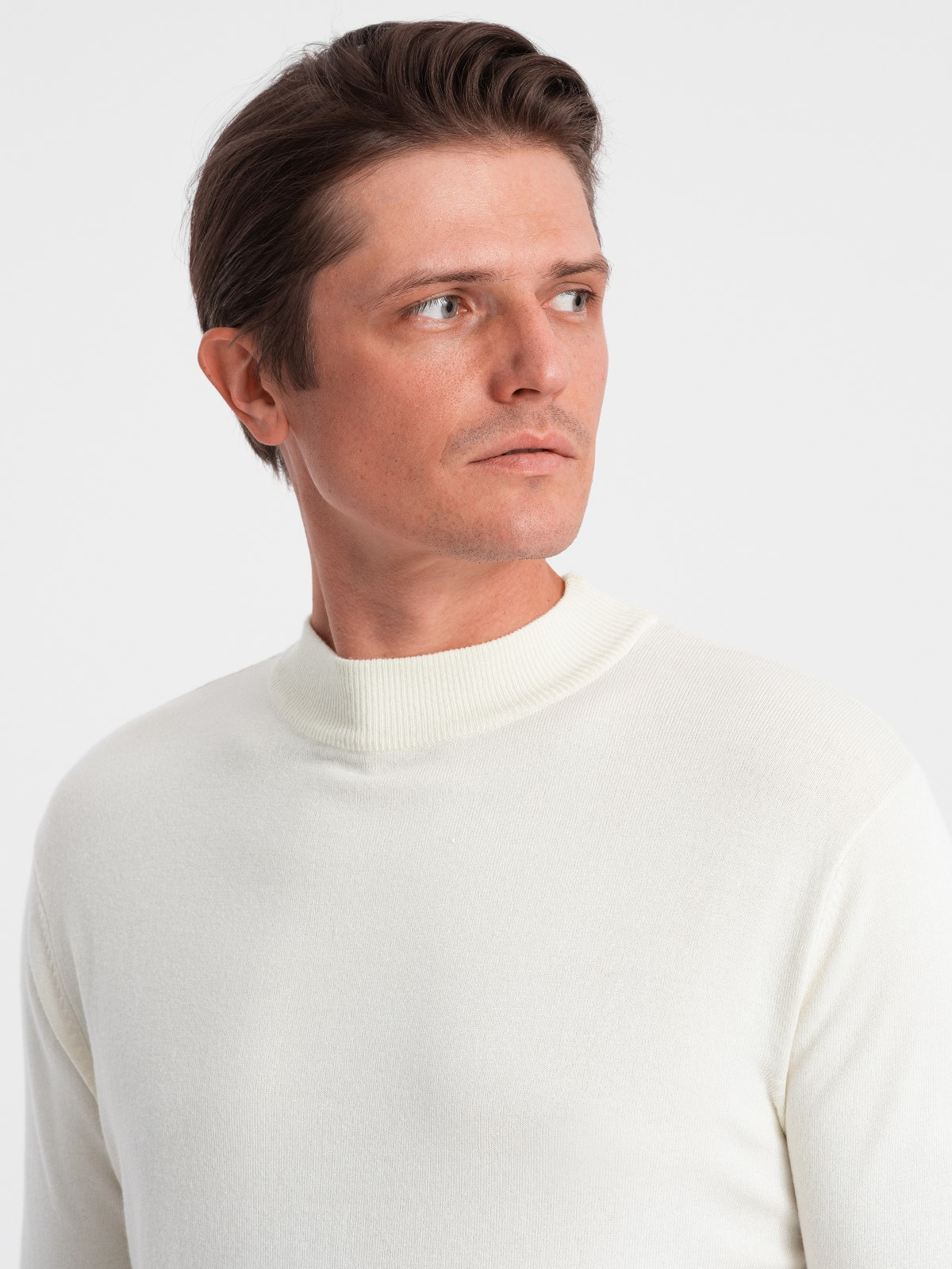 Ombre Men&#039;s knitted half turtleneck with viscose - cream