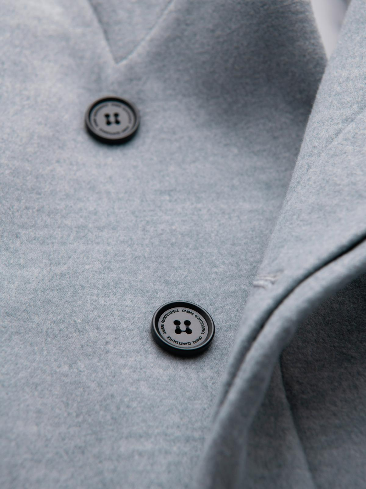 Ombre Men&#039;s coat with high collar and asymmetrical fastening - grey melange