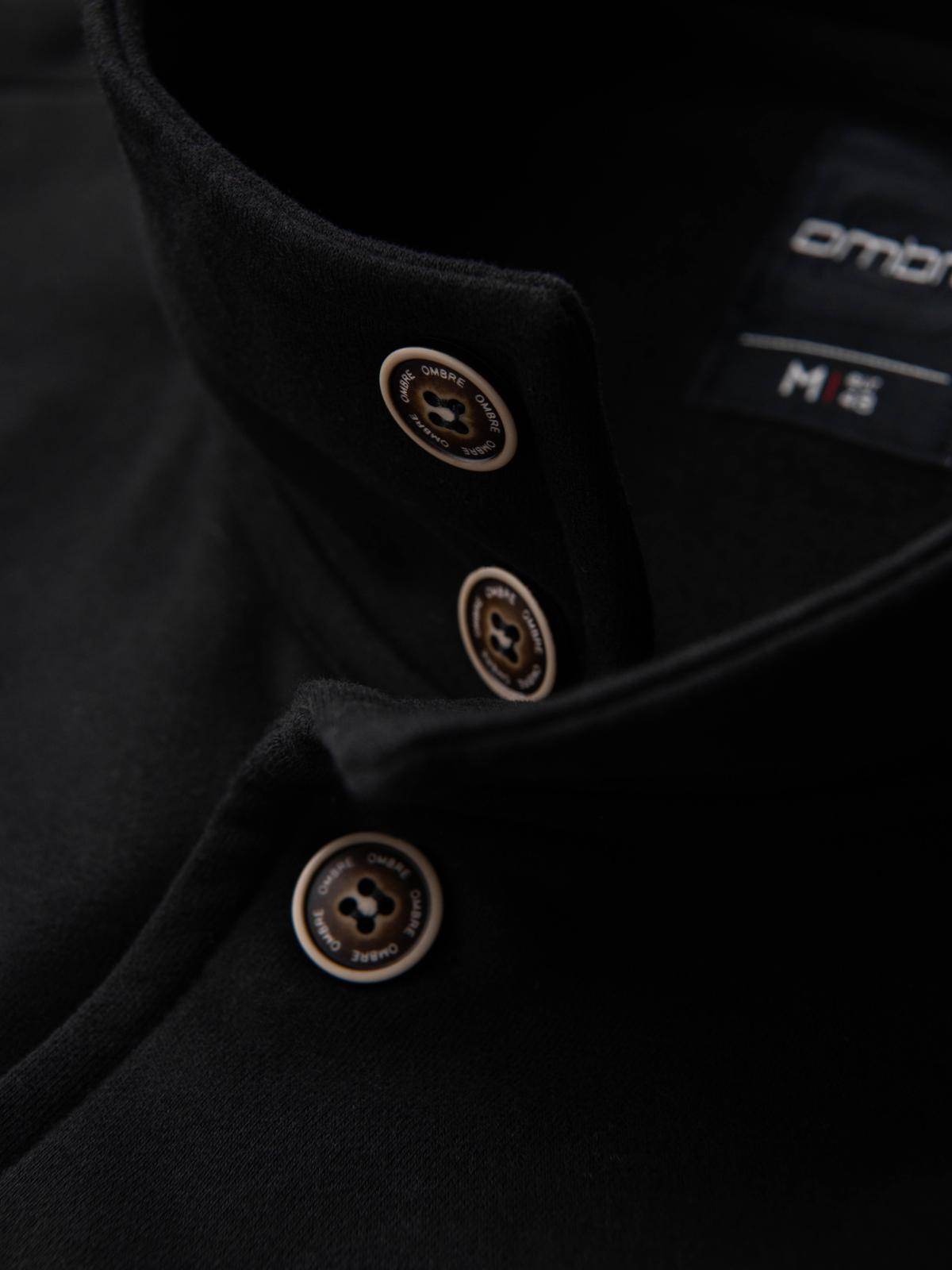 Ombre Men's button-down sweatshirt with stand-up collar - black