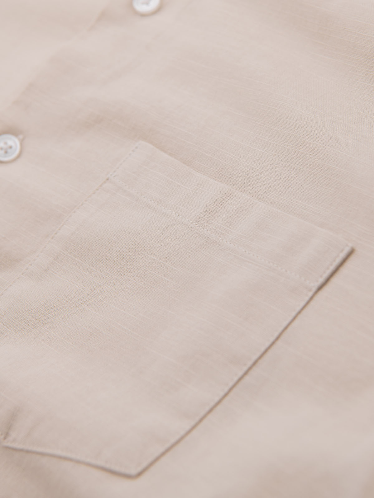 Ombre Men's linen shirt with collar and pocket REGULAR FIT - cream