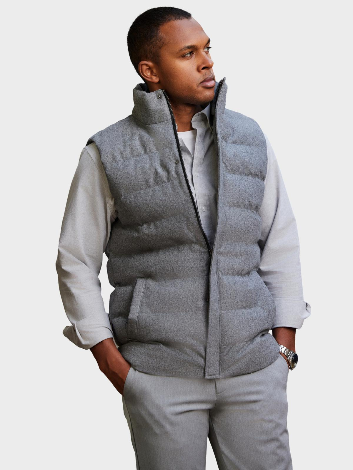 Ombre Men's quilted wool sleeveless jacket - grey melange