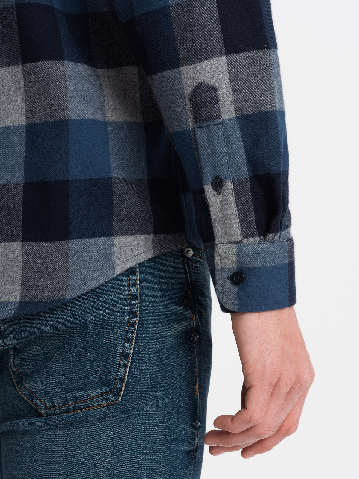 Ombre Men&#039;s plaid flannel shirt - blue