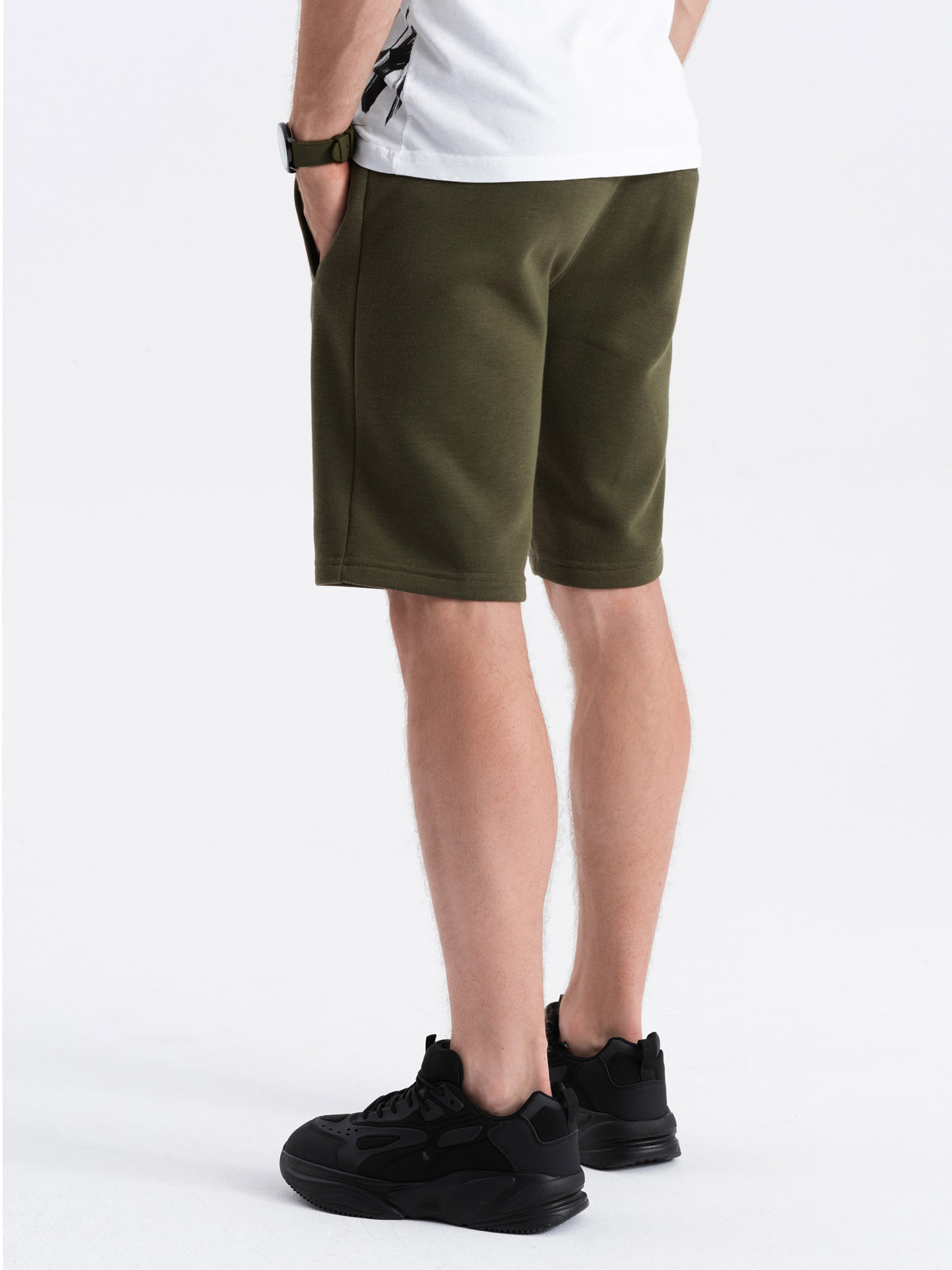 Ombre Men&#039;s short shorts with pockets - dark olive