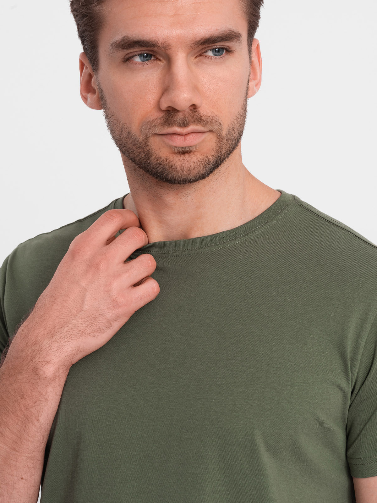 Ombre BASIC men's classic cotton T-shirt - khaki