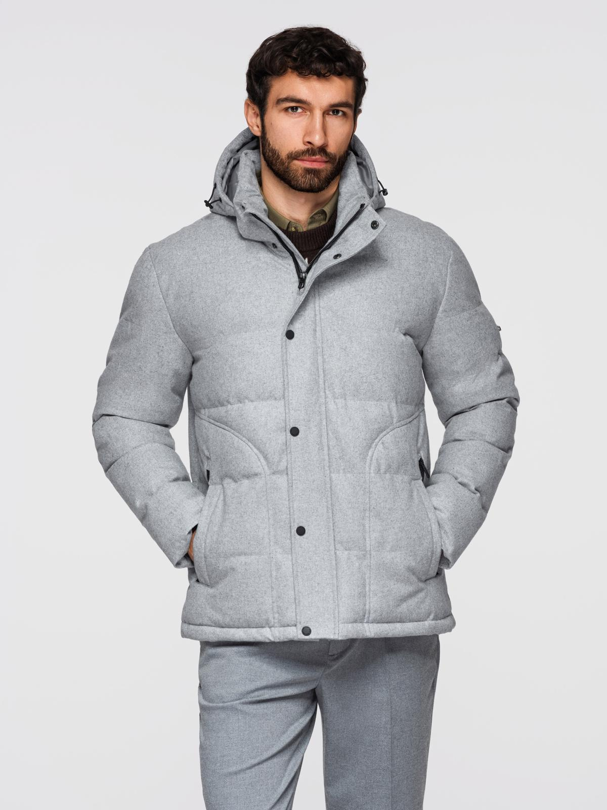 Ombre Men's lightweight jacket with mesh lining and hood - grey