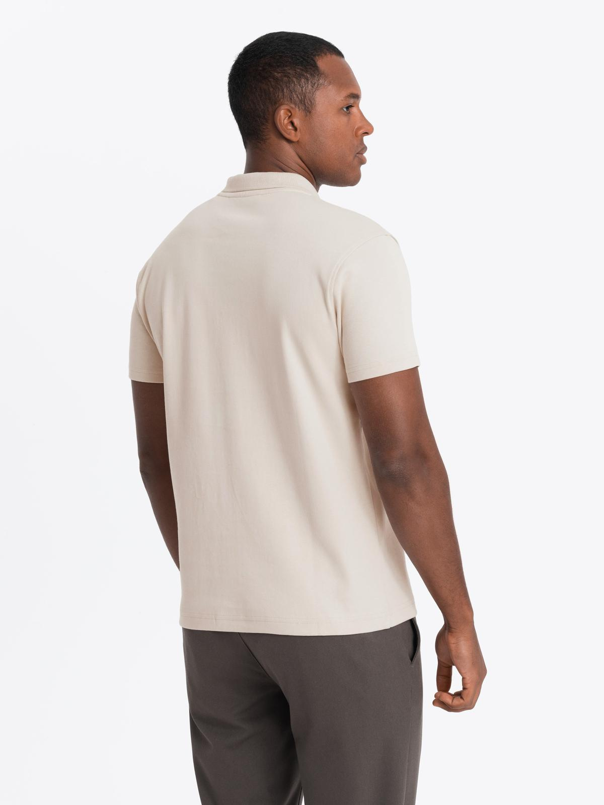Ombre Men&#039;s polo shirt with zippered collar - cream
