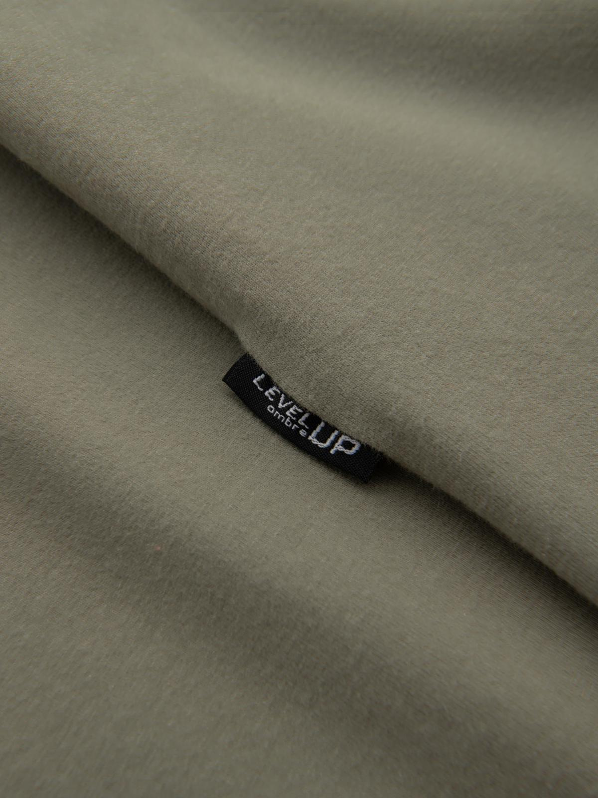 Ombre Men's cotton longsleeve LOOSE FIT with round neckline - khaki