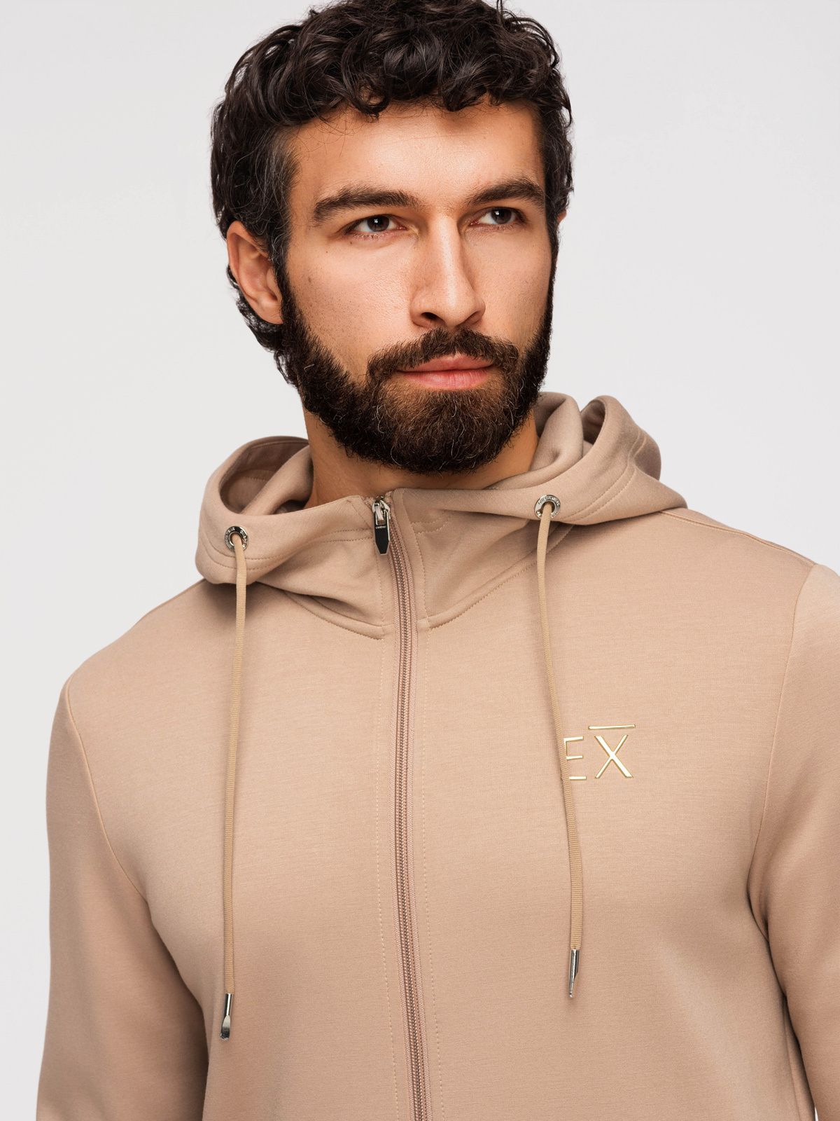 Pánska mikina Ombre na zips - béžová