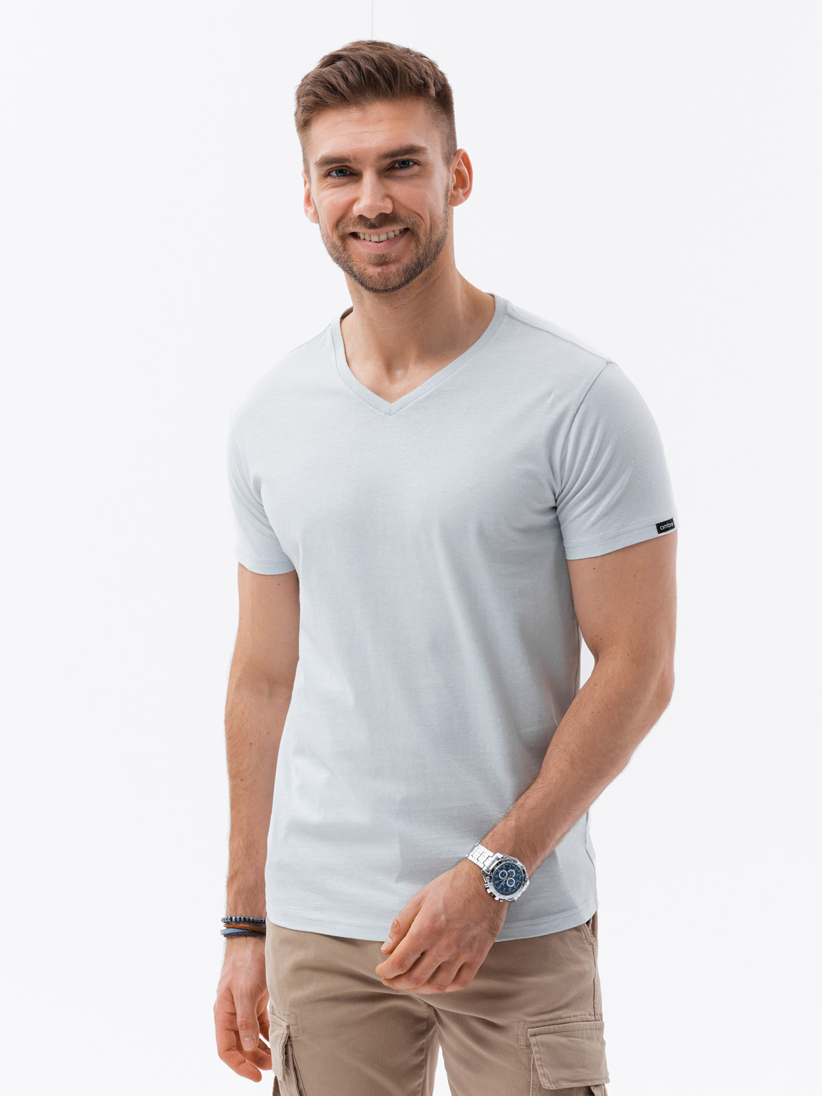 Ombre BASIC classic men&#039;s tee-shirt with a serape neckline