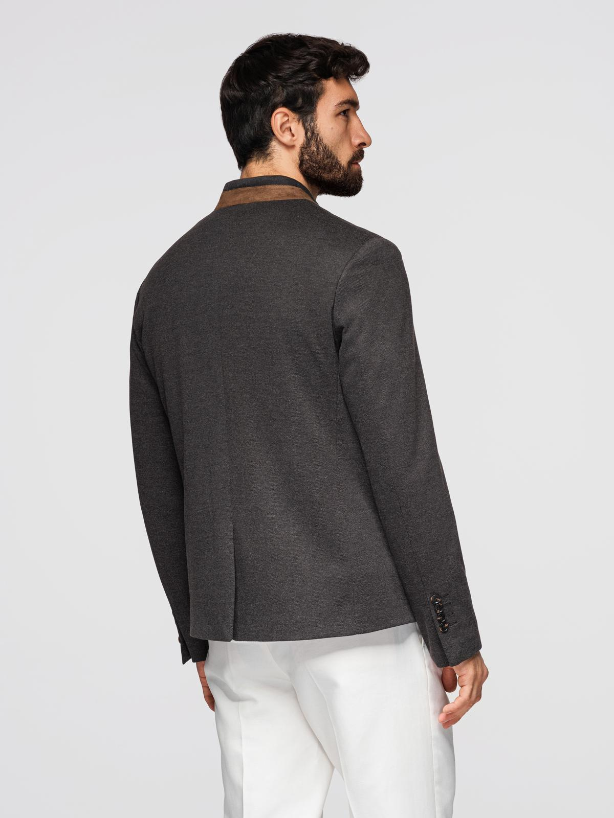 Ombre Men's melange rayon jacket with stand-up collar - black melange