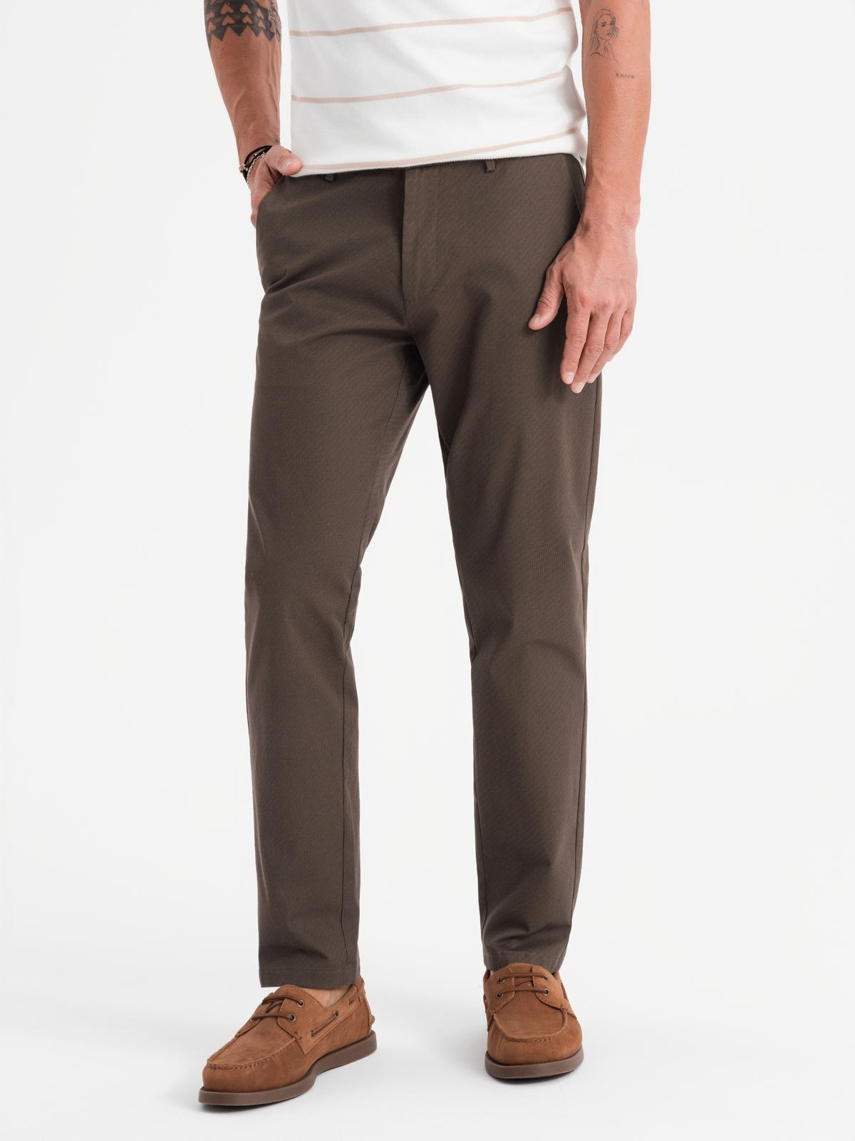 Ombre Men's REGULAR FIT chino pants with fine texture - brown