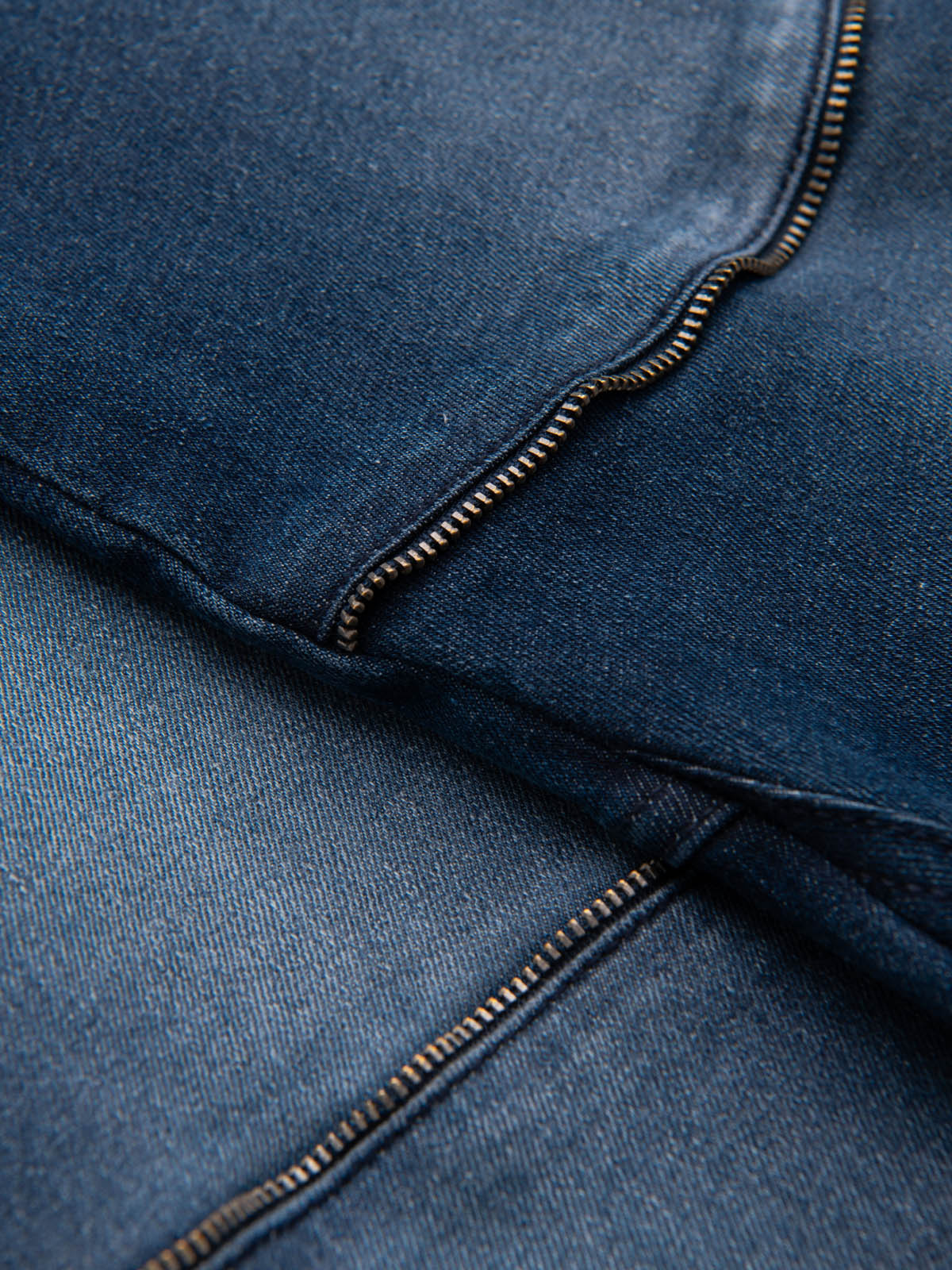Ombre Men&#039;s denim jogger pants with rips and zippers - dark blue
