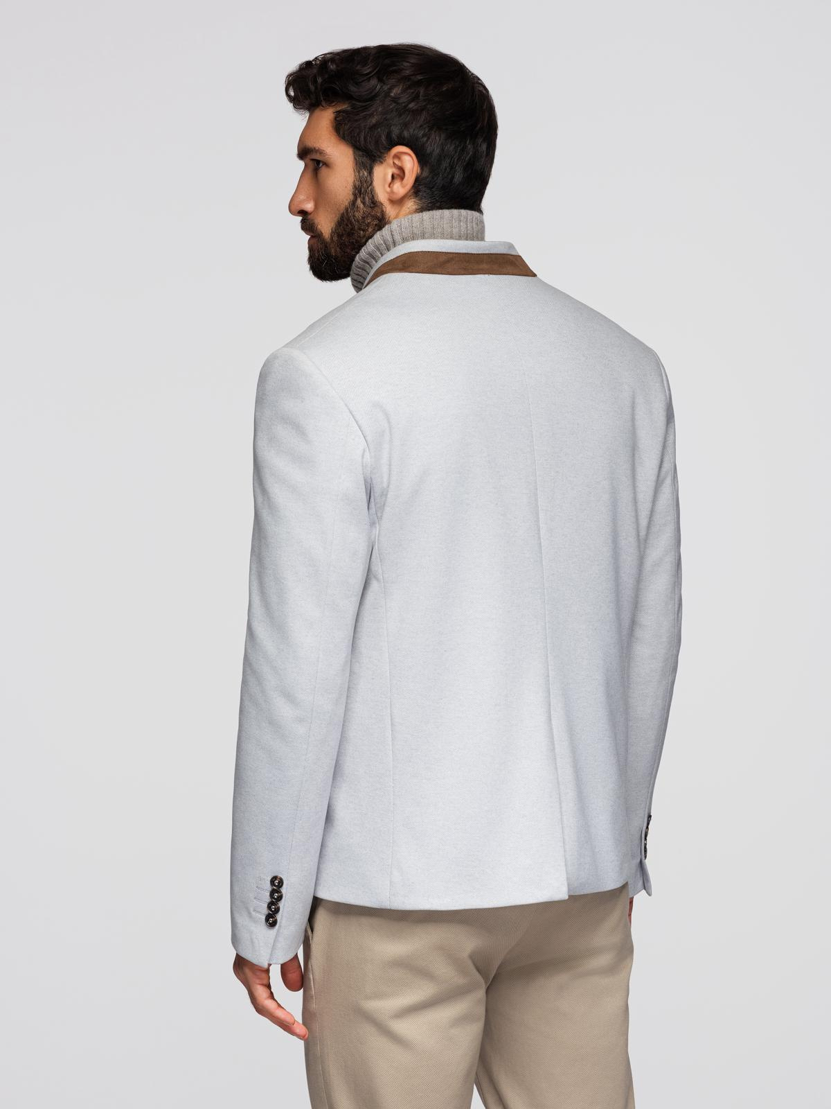 Ombre Men's melange rayon jacket with stand-up collar - grey melange