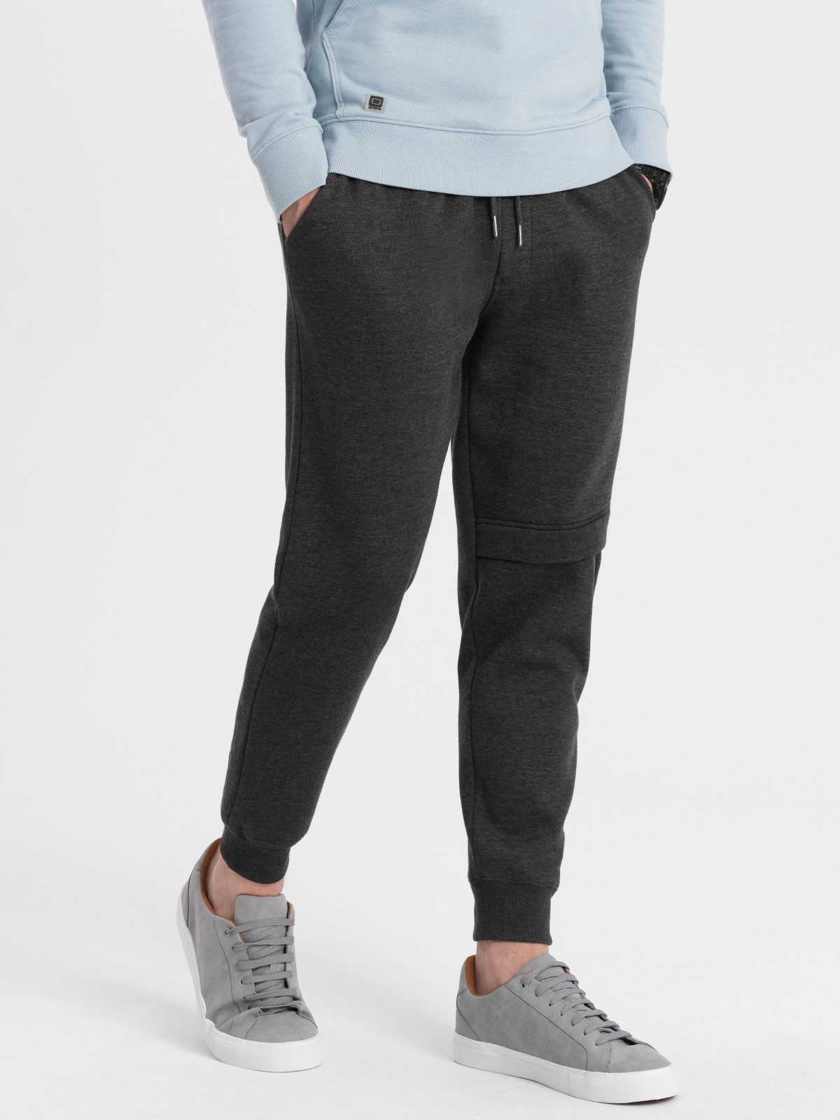 Ombre Men&#039;s sweatpants with stitching and zipper on leg - graphite melange