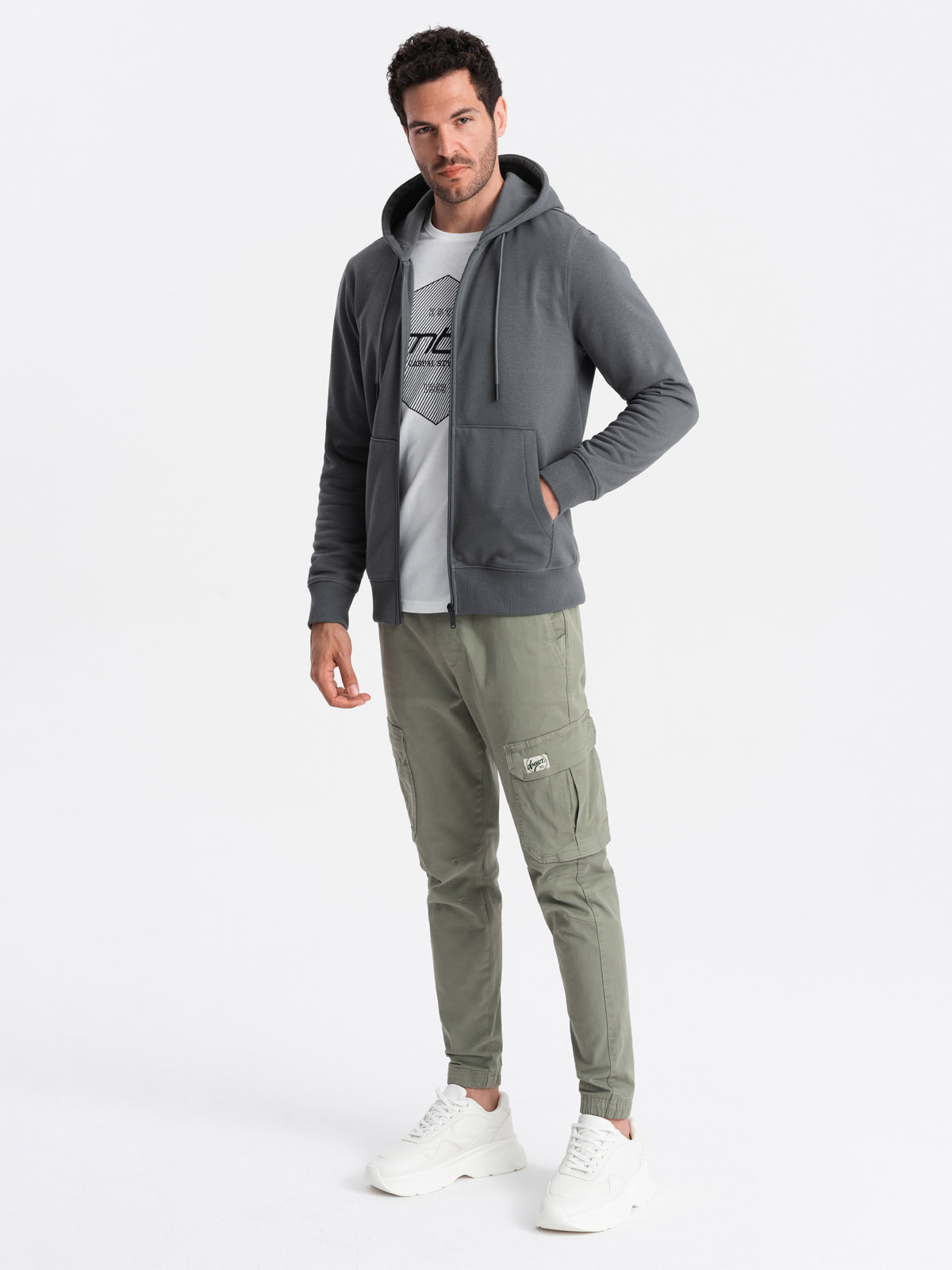 Ombre Unzipped cotton men&#039;s BASIC sweatshirt - graphite