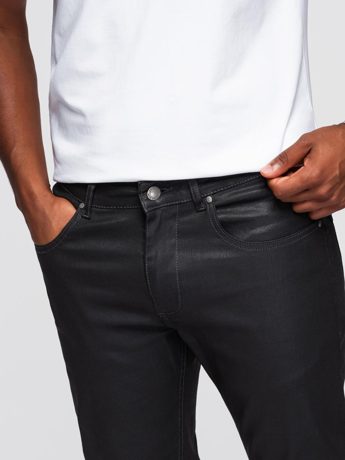 Ombre Men&#039;s waxed denim SLIM FIT pants - black